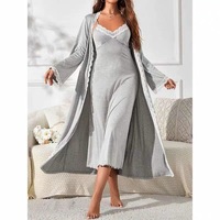 Vente en gros OEM – Robe de chambre et nuisette pour femme, ensemble 2 pièces personnalisé, vêtements de détente en coton pour femme