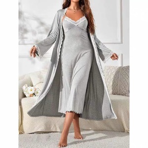 Grosir OEM Piyama Wanita Gaun Tidur Wanita Pakaian Tidur Custom Set 2 Potong Baju Santai Katun Gaun Tidur untuk Wanita - Product Image 2
