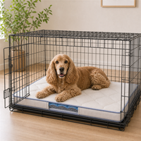 Tapis rectangulaire en silicone pour cage à animaux avec dessus rembourré, base antidérapante et fenêtre latérale transparente, prêt pour le transport et la climatisation, idéal pour grandes cages domestiques
