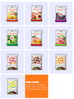 Gelée de fruits mélangés mangue et fraise avec une riche garniture de pudding, confiserie décontractée, douce et portable