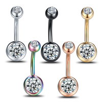 Piercing nombril en acier chirurgical 316L Double bijou nombril anneau de nombril boucles d'oreilles de base pour le ventre bijoux de piercing corporel