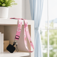 Lanière de téléphone en polyester personnalisée avec logo, sangle de cou réglable avec patch, certifiée REACH, cadeau d'affaires durable, vente en gros