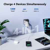 Chargeur GaN 100W 4-en-1 100W PD PPS Type-C avec écran TFT numérique, station de charge rapide USB pour iPhone 17, MacBook, ordinateurs portables Samsung