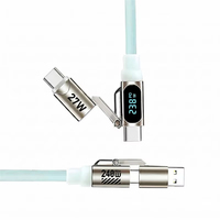 Câble de charge rapide 240W quatre-en-un en silicone liquide avec affichage numérique intelligent et lumière respirante /USB-A/Type-C