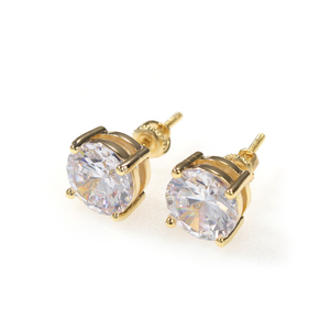 Hip Hop AAA CZ Screw <strong>Back</strong> <strong>Earrings</strong> 8mm Cubic Zirconia Stud <strong>Earring</strong> Fashion Men Women 925 Silver <strong>Earrings</strong> Jewelries - Product Image 2