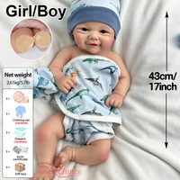 Boneka Bayi Reborn untuk Anak Perempuan/Laki-laki 43cm Vivienne Silikon Lembut Dilukis Tangan Dapat Dicuci Mainan Kenyamanan Anak