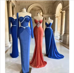 Abito lungo da donna elegante e aderente, con diamanti, per <span class=keywords><strong>ballo</strong></span> e serate <span class=keywords><strong>di</strong></span> gala, produzione personalizzata, anche per piccoli ordini - Product Image 2