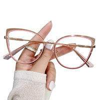 8327 Anti lumière bleue lunettes yeux de chat à la mode métal optique ordinateur lunettes cadre en gros lunettes femme lunettes