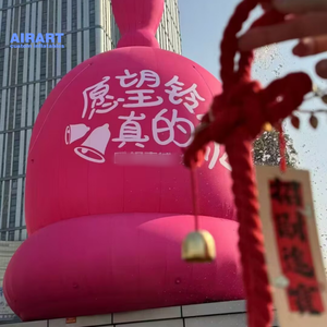 Cloche rose gonflable de centre commercial avec lettre imprimée, décoration géante gonflable de cloche de mur de toit <span class=keywords><strong>pour</strong></span> la publicité - Product Image 3