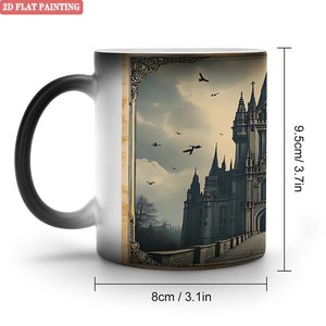 Tasse magique givrée noire 11oz en céramique, changeant de couleur à la chaleur, pour le bureau - Product Image 1