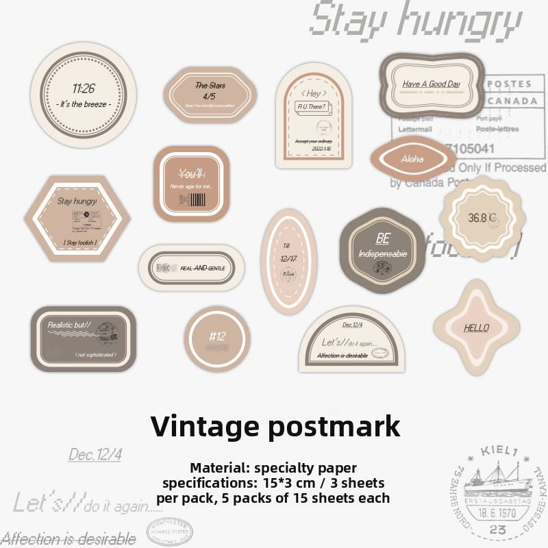 E Vintage Postmark white