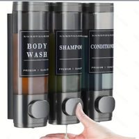 Distributeur de savon mural à 3 compartiments, rechargeable, pour shampoing, après-shampoing et gel douche, accessoires de salle de bain de qualité hôtelière