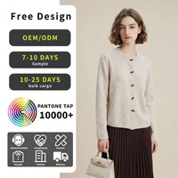 Nouveau cardigan en tricot à col montant et boutons, style chinois minimaliste pour femme, coupe ample et amincissante, haut polyvalent à manches longues