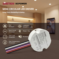 Conducteur LED SCPOWER 10W 15W 20W 30W 40W 50W CC Mini circulaire 0-10v 1-10v 5 en 1 PWM Triac avec fonction PFC active intégrée