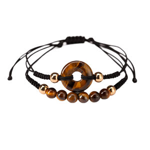 Bracelets Donut Agate perles rondes pour femmes hommes Double couche Boucle pacifique Bracelet tressé Pierre fait main Bijoux ajustables - Product Image 1