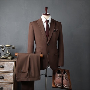Vestido Formal de <span class=keywords><strong>Novio</strong></span> para Hombre, Traje de Dos Botones Ajustado con Doble Abertura, Prenda Plana DE UNA Sola Botonadura, Color Puro, Tres Piezas - Product Image 4