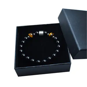 Neue benutzer definierte Mode Lucky Jewelry Charm Yellow Tiger Eye Männer Perlen Armband mit Geschenk box