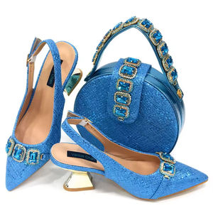 Ensemble de chaussures et sac à main à carreaux pour femmes, bout rond, talon bas, chaussures assorties tendance pour les soirées et les occasions spéciales - Product Image 4