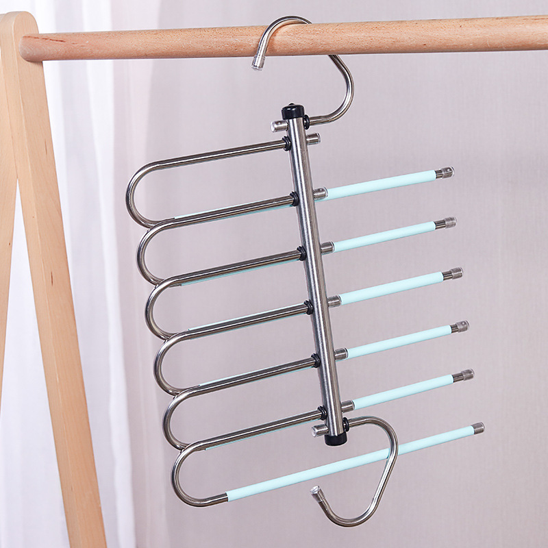 Porte-pantalons tubulaire rond en gros, six barres, vert.