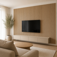 Panneau mural acoustique en bois MDF noir avec lattes en bois, absorption acoustique en feutre PET, panneau mural en bois pour la décoration de la salle de cinéma maison, du studio d'enregistrement