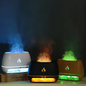 Smart USB Fire Aroma Diffuser Humidifier Portable Ultrasonic Crystal Salt Rocks Colorful Lamp 3D Flame Essential Oil Diffuser