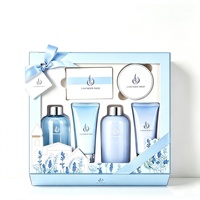 Coffret Cadeau Cosmétique Personnalisable 6 Pièces Parfum Lavande, Incluant Logo Personnalisable, Ensemble de Bain Anti-UV, Lamination Mate, Marquage Personnalisé