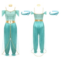 Traje de princesa árabe para danza del vientre para mujer, peleles con diadema y disfraz para actuación, desfile, circo, club nocturno, Raves