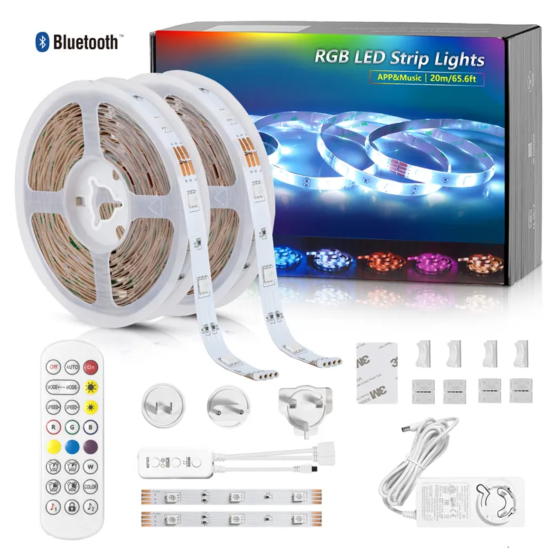 Lampu setrip LED cerdas dekorasi TV, lampu setrip LED fleksibel RGBW RGB tahan air Wifi 12V 5m untuk dekorasi ruang TV liburan