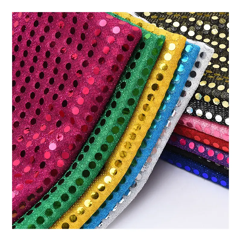 Wholesale 6mm Sequin Fabric Shiny Glitter Material Fancy Dress Costume Per Metre