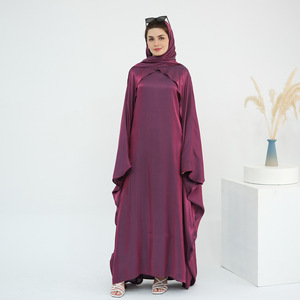 2025 vestido Abaya abierto elegante para <span class=keywords><strong>mujer</strong></span>, <span class=keywords><strong>traje</strong></span> árabe islámico de manga larga informal, estilo modesto musulmán <span class=keywords><strong>tradicional</strong></span> con bufanda - Product Image 2