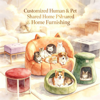 Cama para Gatos Personalizada con Cojín Extraíble, Cueva Acogedora para Mascotas, Taburete Otomano Multiusos para Gatos Pequeños, Dormitorio para Gatitos