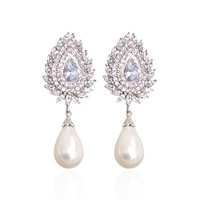 Pendientes de tuerca de pera de hoja nueva, pendiente de Zirconia cúbica de Boda nupcial a la moda para mujer, regalo de cumpleaños E71