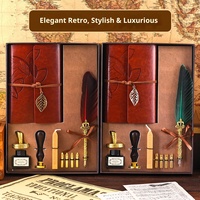 Notizbuch, Farbiger Federstift, Geschenkbox, Füllfederhalter, Inklusive Tinte, Stempel, Wachs, etc.