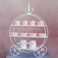 Support de présentation de desserts blanc européen, support à gâteau de mariage, support à gâteau à double étage pour le thé de l'après-midi, fête de mariage