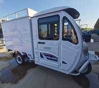 Triciclo de Carga Eléctrico Tipo Furgoneta con Cabina de 60V, Motocicleta Grande Eléctrica Cerrada de Tres Ruedas