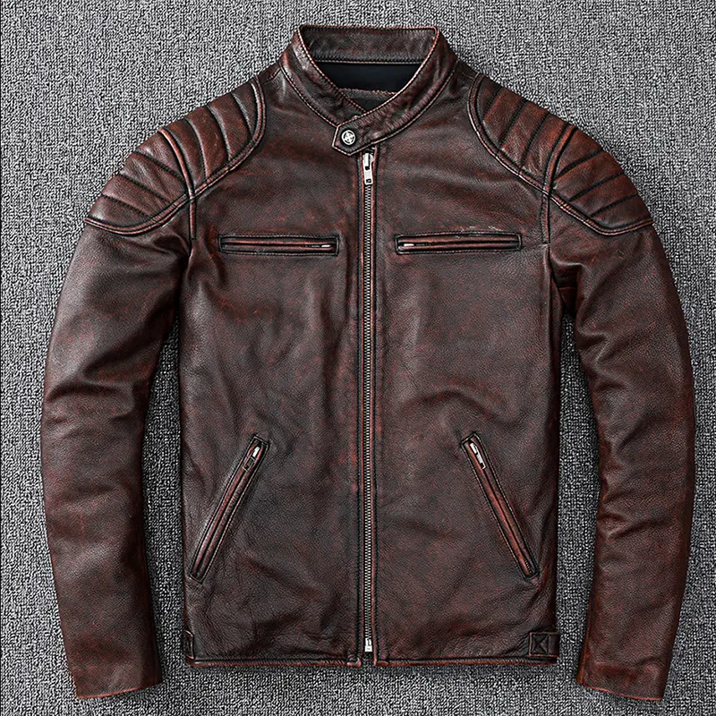 Nouvelles vestes de motard en cuir pour hommes Vestes en cuir pur