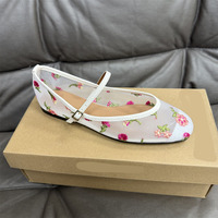 Nouvelles Chaussures Plates Décontractées pour Femmes 2026 à Bout Rond en Tissu Maillé Vert Sable Brodé de Fleurs – Style Ballet Tendance