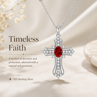 Collier pendentif croix en argent S925 incrusté de pierres précieuses naturelles pour femmes, fabrication OEM ODM sur mesure, vente en gros, ensemble de bijoux fins, cadeau, nouveauté