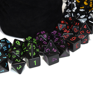 Ensemble de dés acryliques polyédriques dés d'impression personnalisés et sac pour adultes enfants Cubes en plastique <span class=keywords><strong>TRPG</strong></span> D4 D6 D8 D10 D12 D20 dés de jeu - Product Image 5
