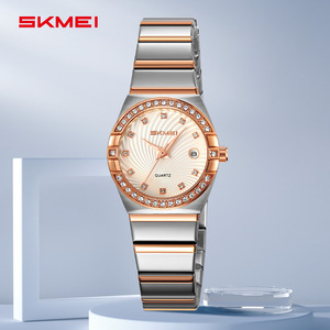 Skmei Women's Quartz Watch Analog Diamond Set Stainless Steel Strap Calendar Display 10.2mm Thickness 50m Waterproof - Product Image 1