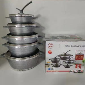 Nueva Llegada, Juego de 10 Piezas de Ollas y <span class=keywords><strong>Sartenes</strong></span> <span class=keywords><strong>Antiadherentes</strong></span> de Granito para Cocina, Cacerola de Aluminio Fundido, Juego de Utensilios de Cocina <span class=keywords><strong>Antiadherentes</strong></span> - Product Image 5