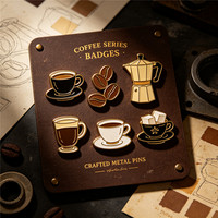 Épingles à revers en émail dur sur le thème du café, fabriquées sur mesure, logo personnalisé, souvenir de café, badges en émail métallique pour cadeau d'entreprise