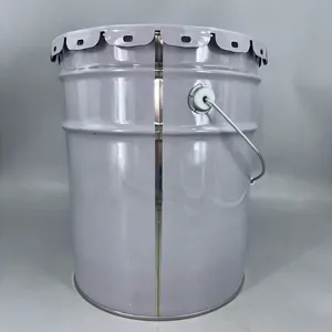 Ukuran ember cat 20 Liter Metal Pail dengan tutup Lug dan pegangan logam