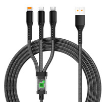Kabel Ponsel 3 in 1 100w 1.2m Pengisian Cepat Kabel Data Transparan Dengan Lampu Malam untuk Ponsel
