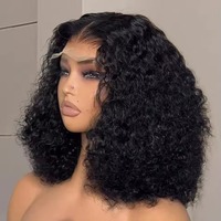 Wig Rambut Asli Manusia Water Wave 13x4 Lace Front Jerry Curly HD Lace Transparent Frontal untuk Wanita Kulit Hitam