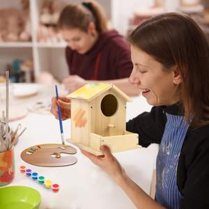 ערכת בית ציפור עץ לעופות מעץ מלא למבוגרים יצירה יצירתי גן ציור עץ עם צבעים כלולים - Product Image 6