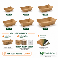 Barquettes alimentaires jetables en papier kraft biodégradable, format 4,1x2,8 pouces, écologiques, en forme de bateau, pour frites, nachos, accompagnements et plats à emporter (vente en gros)