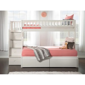 <span class=keywords><strong>Lit</strong></span> superposé en bois massif pour enfants avec tiroirs de rangement gris - Product Image 4