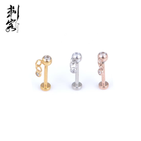 Labret en acier inoxydable plaqué or avec zircon cubique et pendentif en pierre précieuse pour mariage et fiançailles