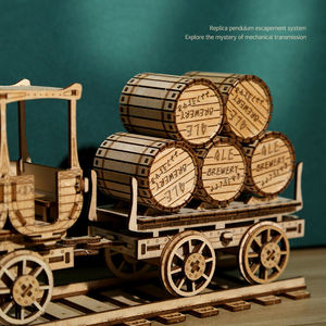 Ensamblaje de bricolaje Rompecabezas de madera 3D Artesanía de madera Trenes de vapor retro Camión transportador de vino Juguetes promocionales con láser - Product Image 3